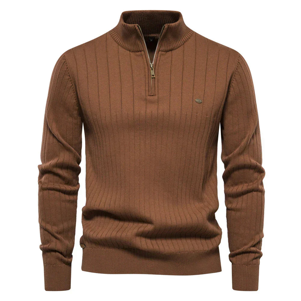 Men's Quarter-Zip Sweater | Ribbed Knit Classic Design
