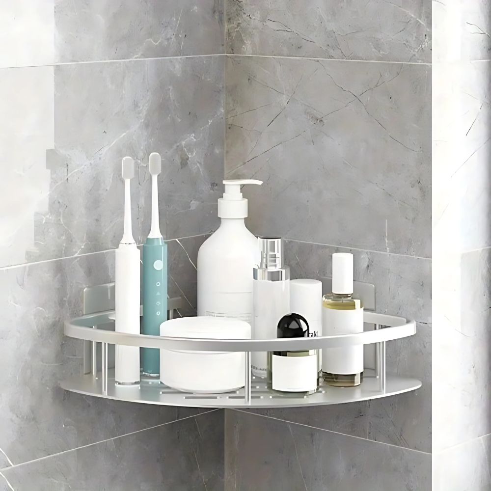 Aluminium Shower Caddy - Curved Wall-Mounted Storage Shelf