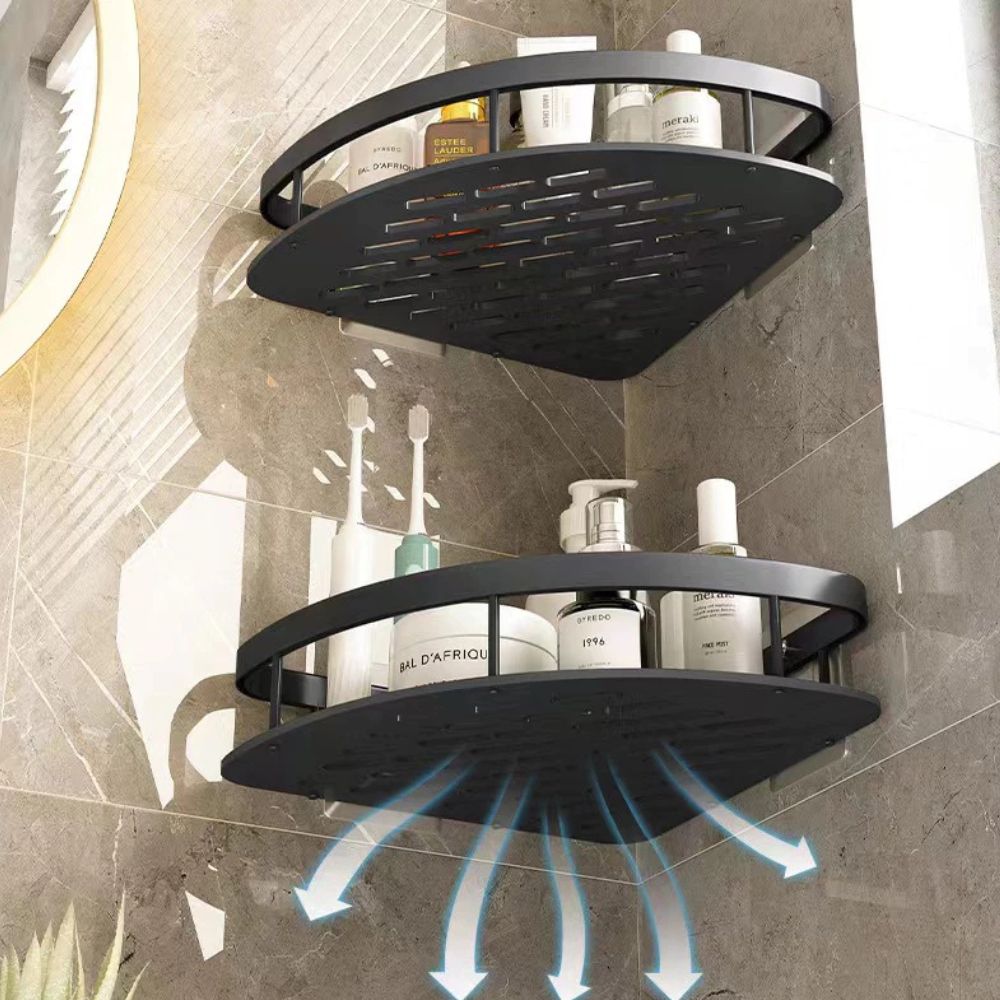 Aluminium Shower Caddy - Curved Wall-Mounted Storage Shelf