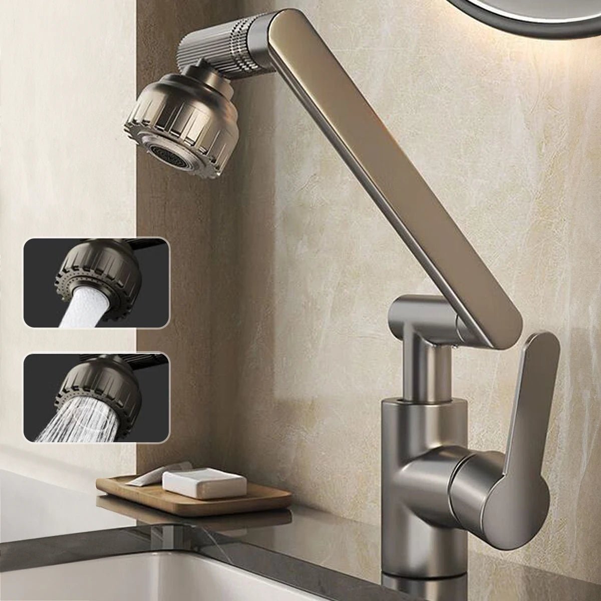 Kitchen Faucet with Flexible Arm | 360° Swivel, Dual Spray