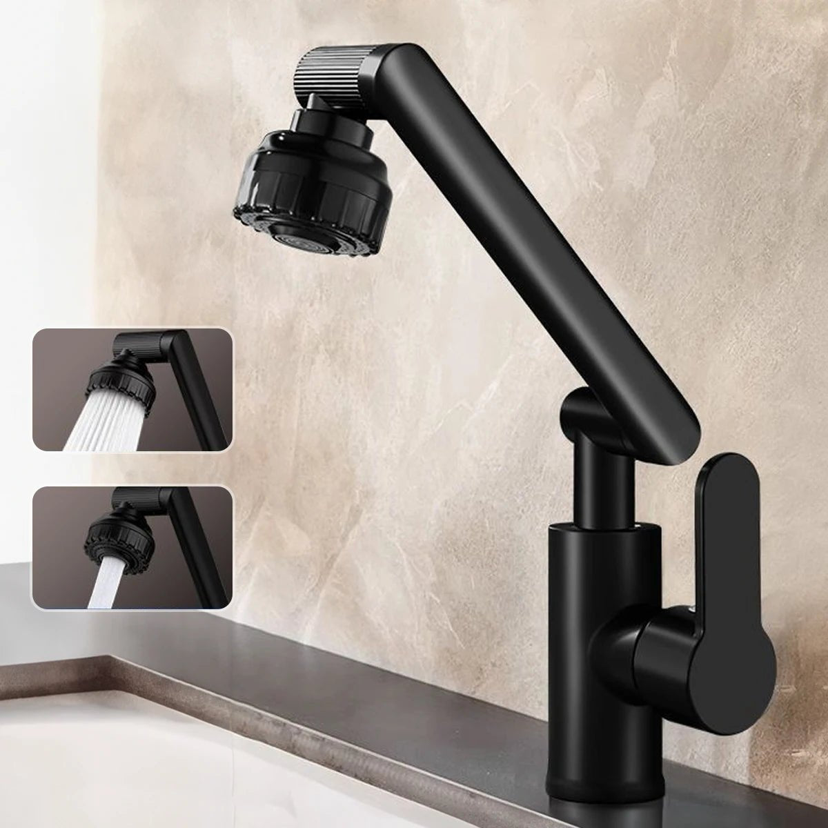 Kitchen Faucet with Flexible Arm | 360° Swivel, Dual Spray