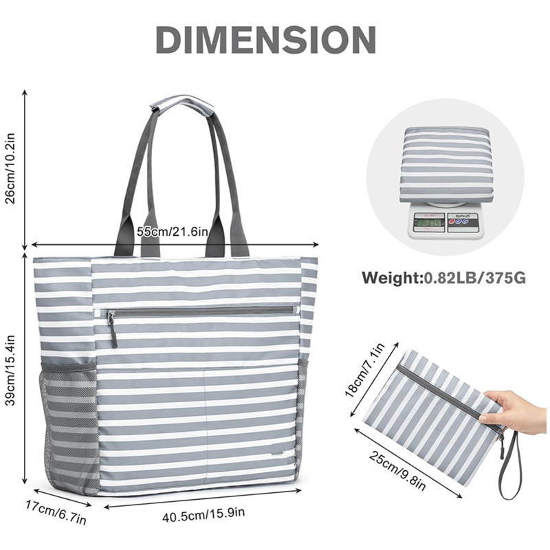 Waterproof Beach Bag - Large Foldable Tote with Pockets