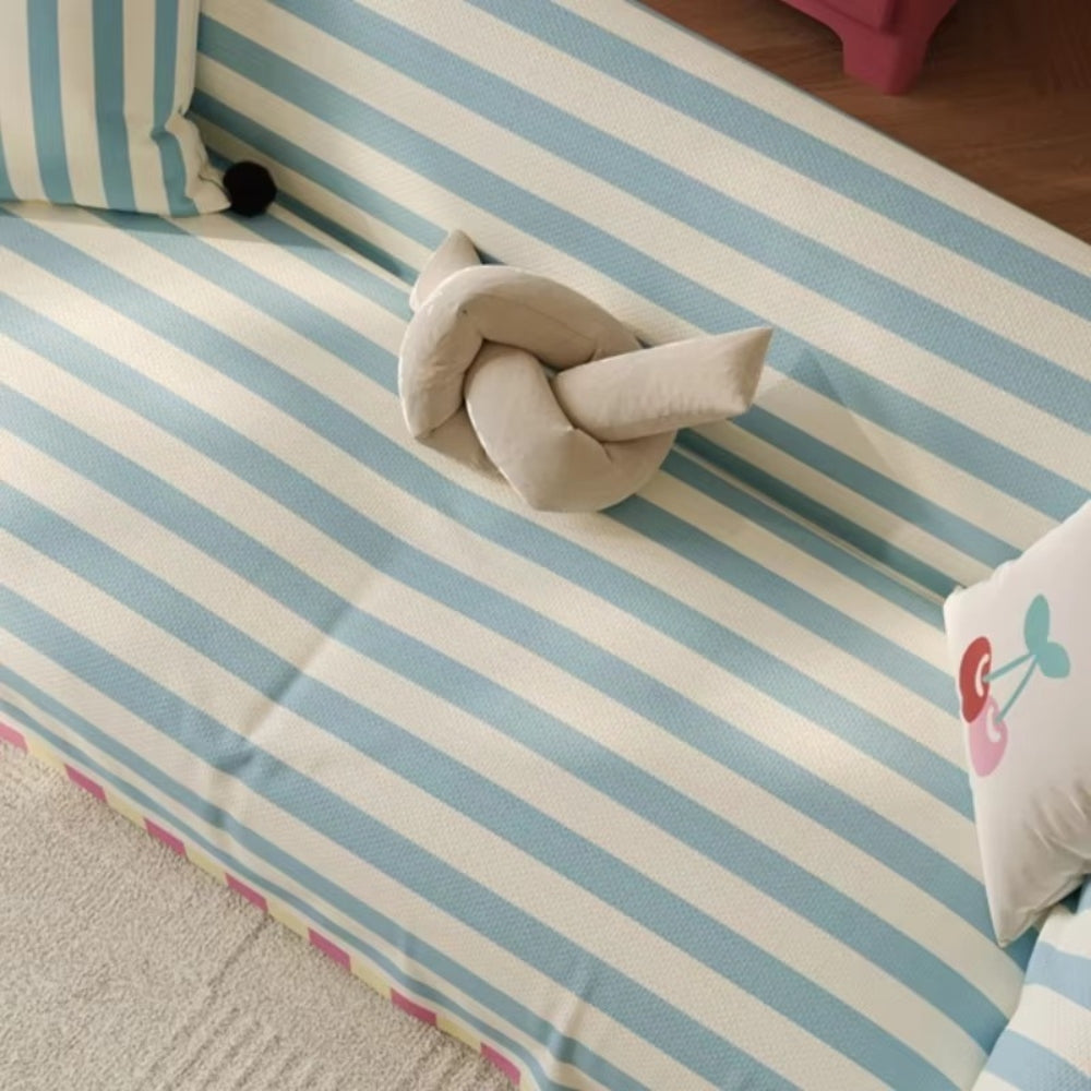 Pastel Striped Couch Cover - Soft Microfibre Sofa Protector
