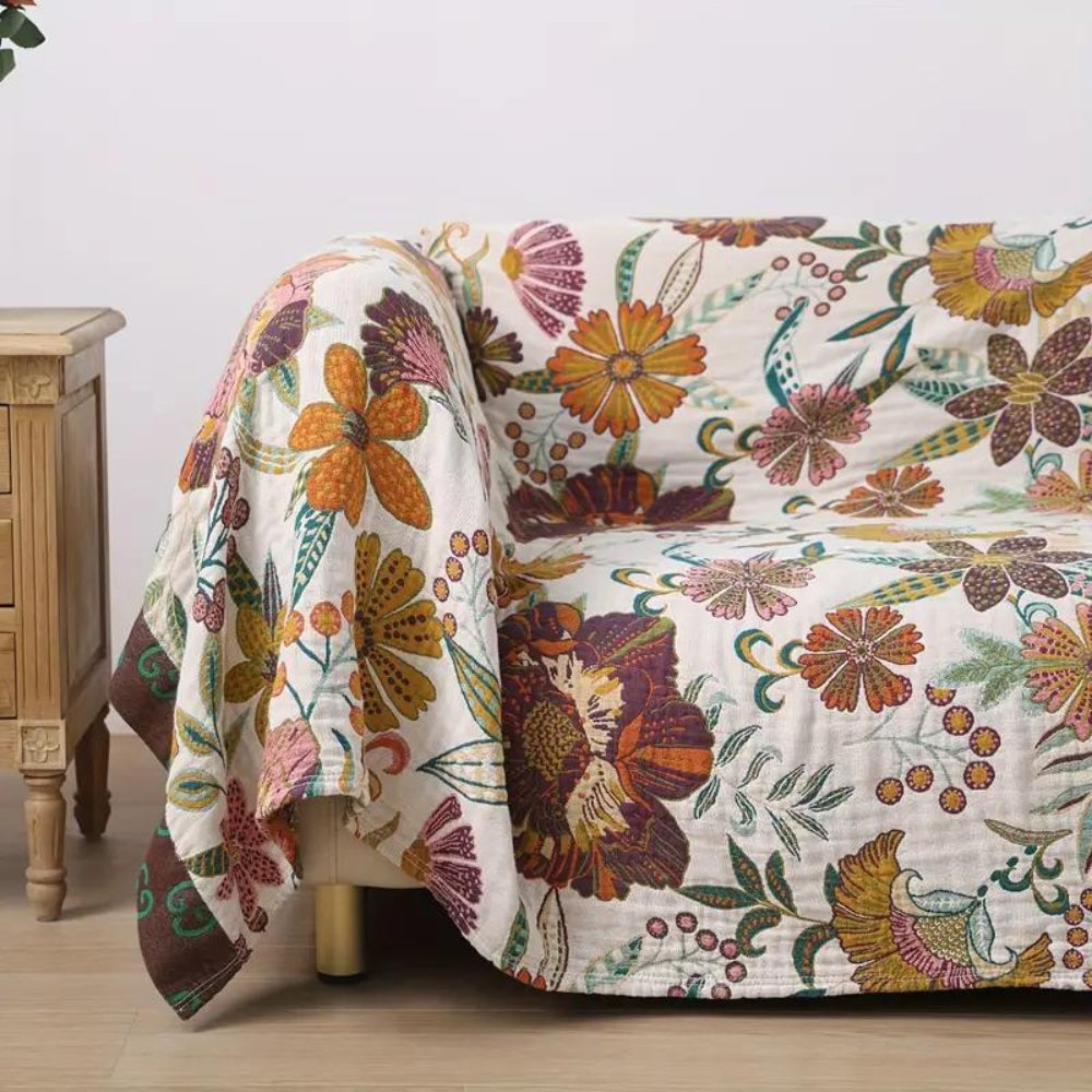 Charm Floral Reversible Cotton Blanket Throw