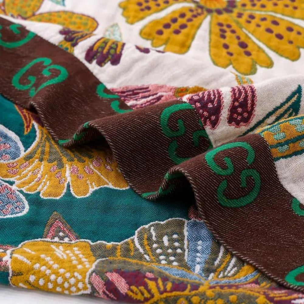 Charm Floral Reversible Cotton Blanket Throw