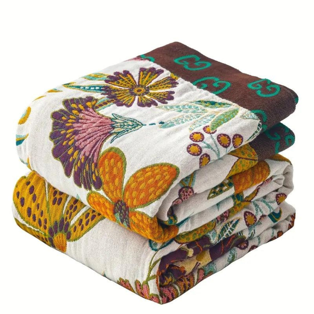 Charm Floral Reversible Cotton Blanket Throw