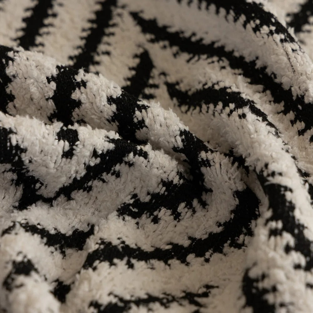 Chevron Herringbone Couch Cover - Textured Tassel Sofa Throw