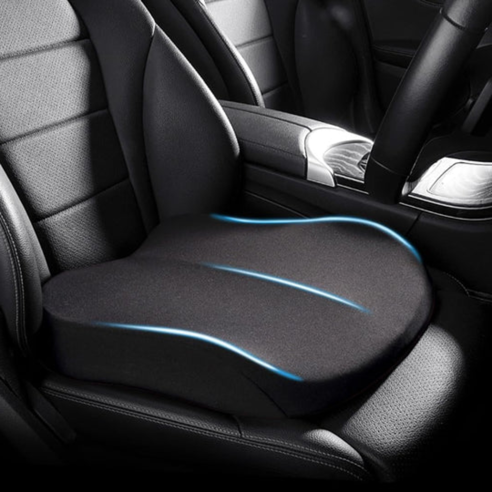 Memory Foam Car Seat Cushion - Ergonomic Support & Non-Slip Base