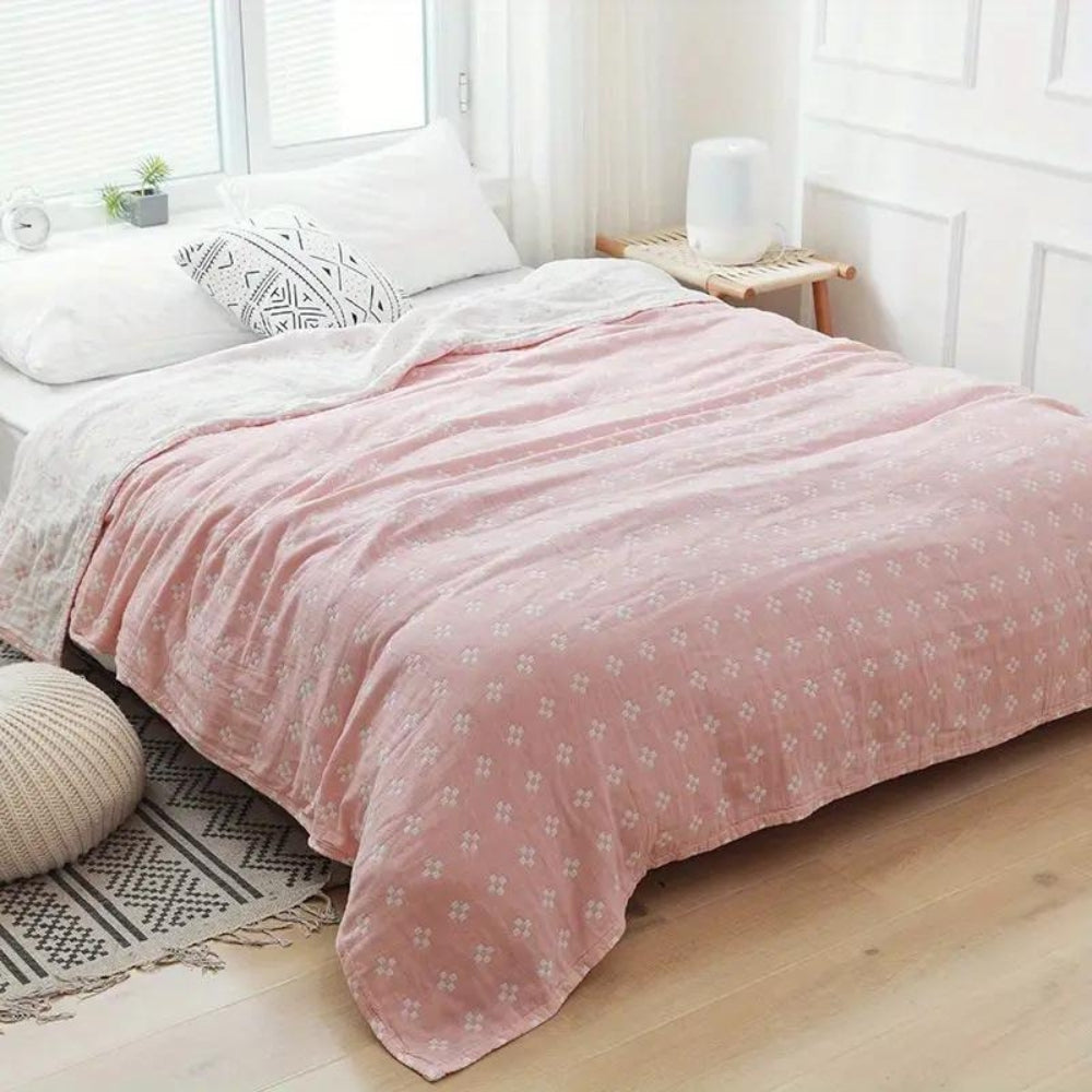 Diamond Dot Cotton Blanket - Soft 3-Layer Gauze Throw
