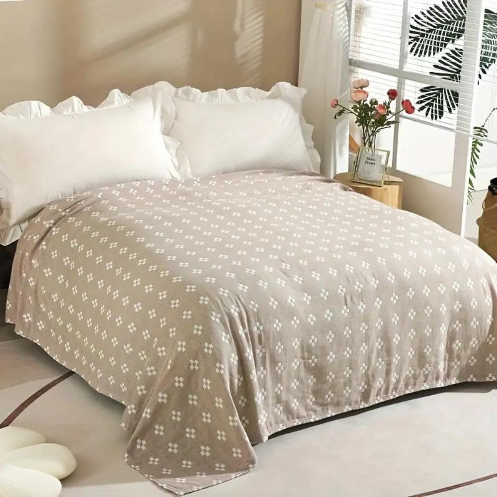 Diamond Dot Cotton Blanket - Soft 3-Layer Gauze Throw