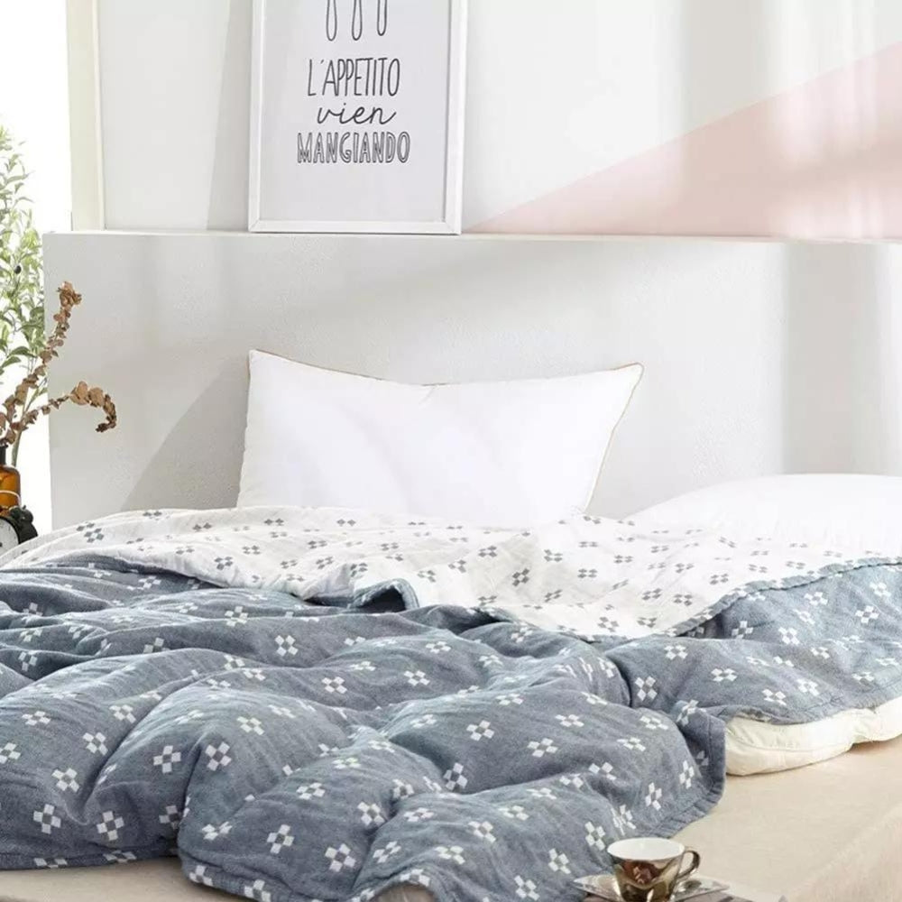 Diamond Dot Cotton Blanket - Soft 3-Layer Gauze Throw