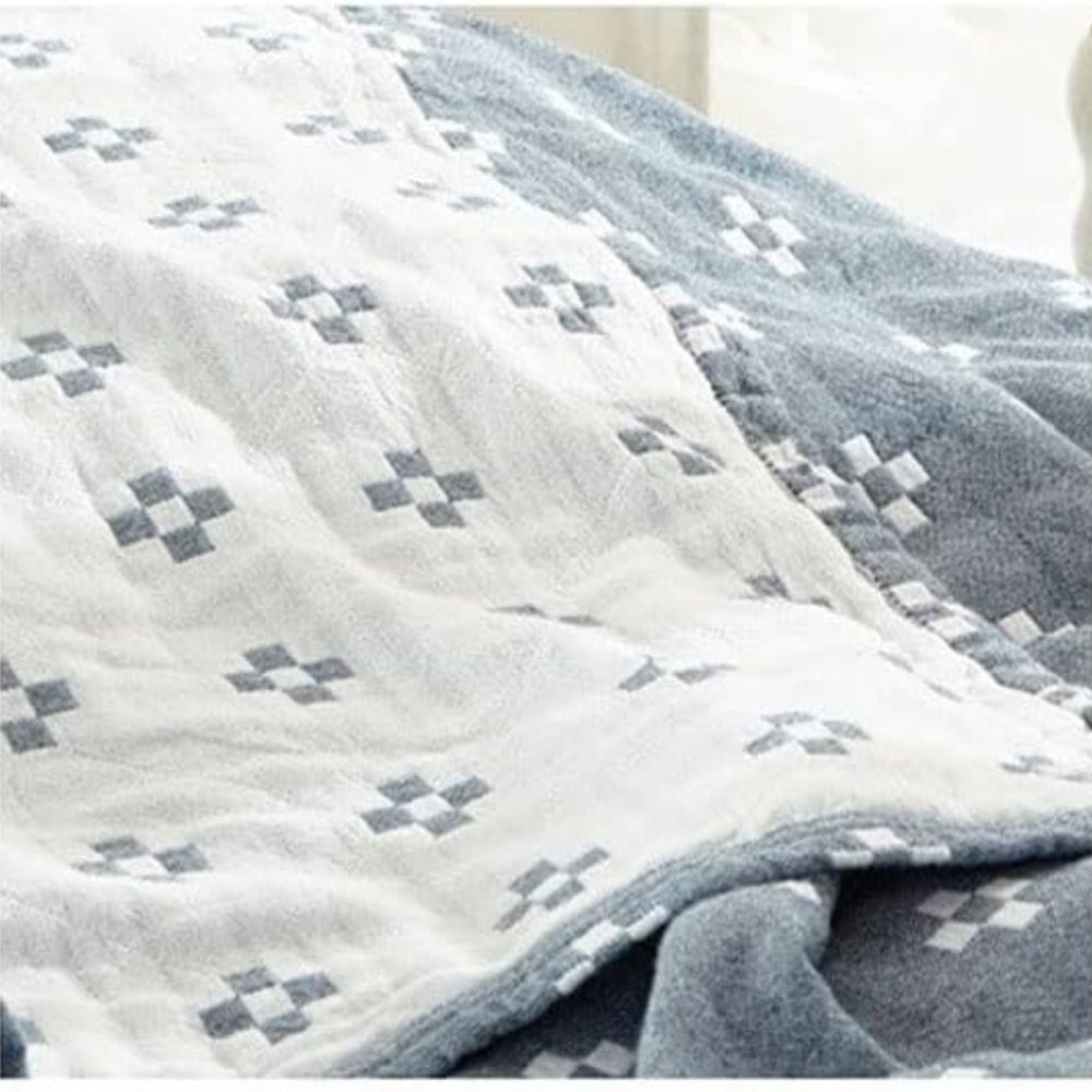 Diamond Dot Cotton Blanket - Soft 3-Layer Gauze Throw