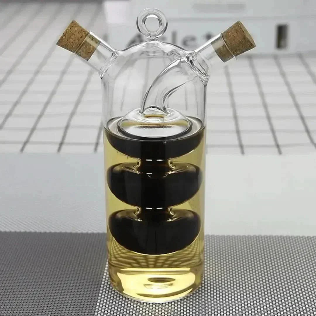 Double Glass Oil & Vinegar Dispenser Bottle Set