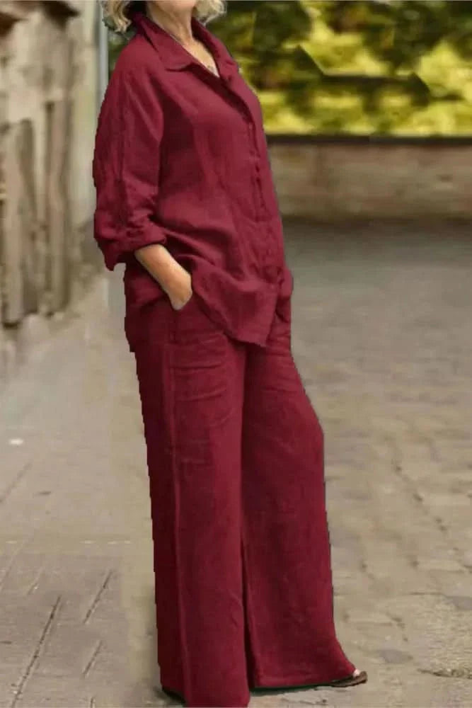 Wide Leg Matching Co-Ord Outfit Set for Effortless Style