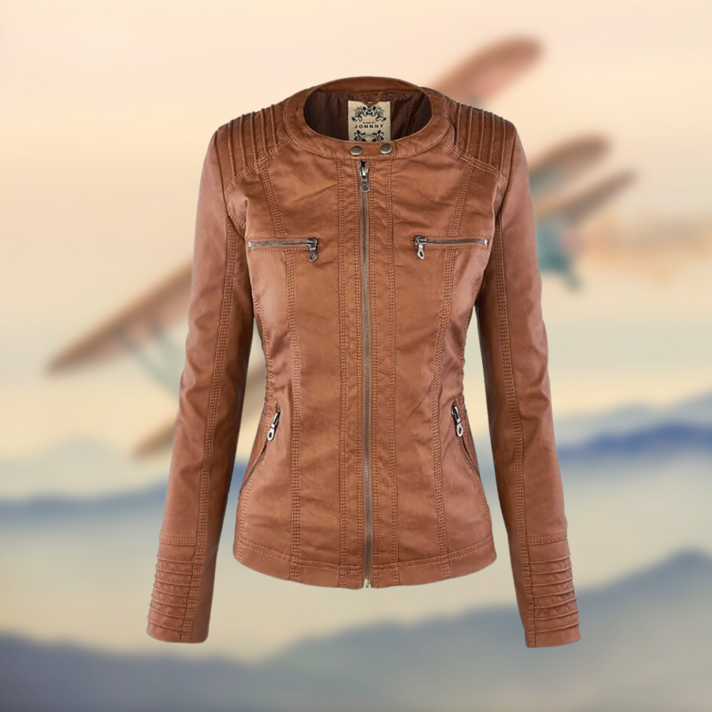 Women's Leather Hooded Jacket - Fitted Casual Design