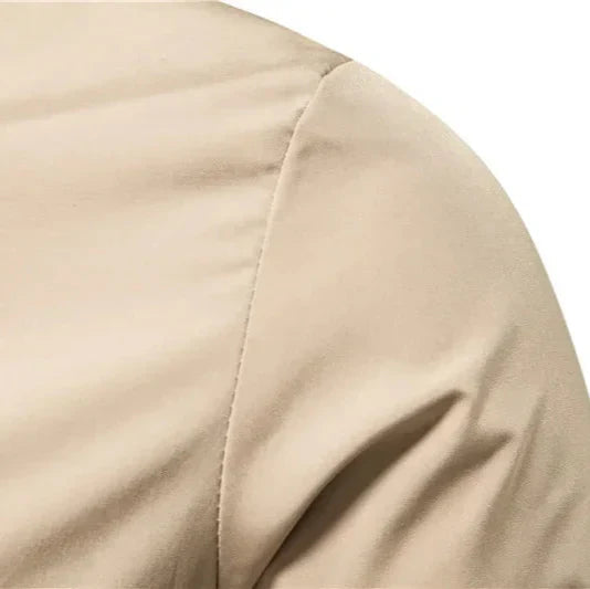 Classic Bomber Jacket - Cotton Blend with Striped Ribbing