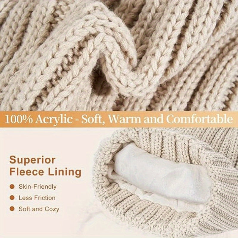 3-in-1 Winter Knit Hat, Scarf & Touchscreen Gloves Set
