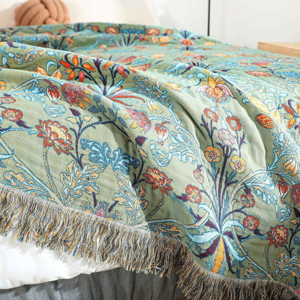 Wild Petal Reversible Cotton Throw Bedspread