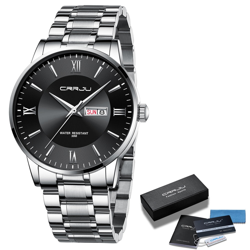 Men's Waterproof Sports Watch - Stainless Steel Chronograph