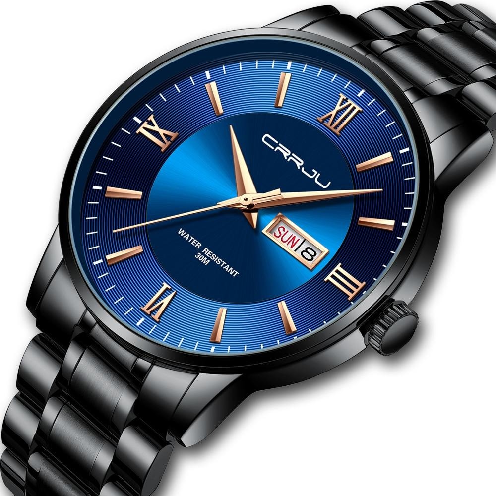 Men's Waterproof Sports Watch - Stainless Steel Chronograph
