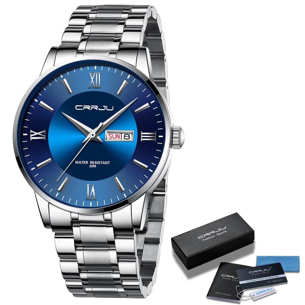 Men's Waterproof Sports Watch - Stainless Steel Chronograph