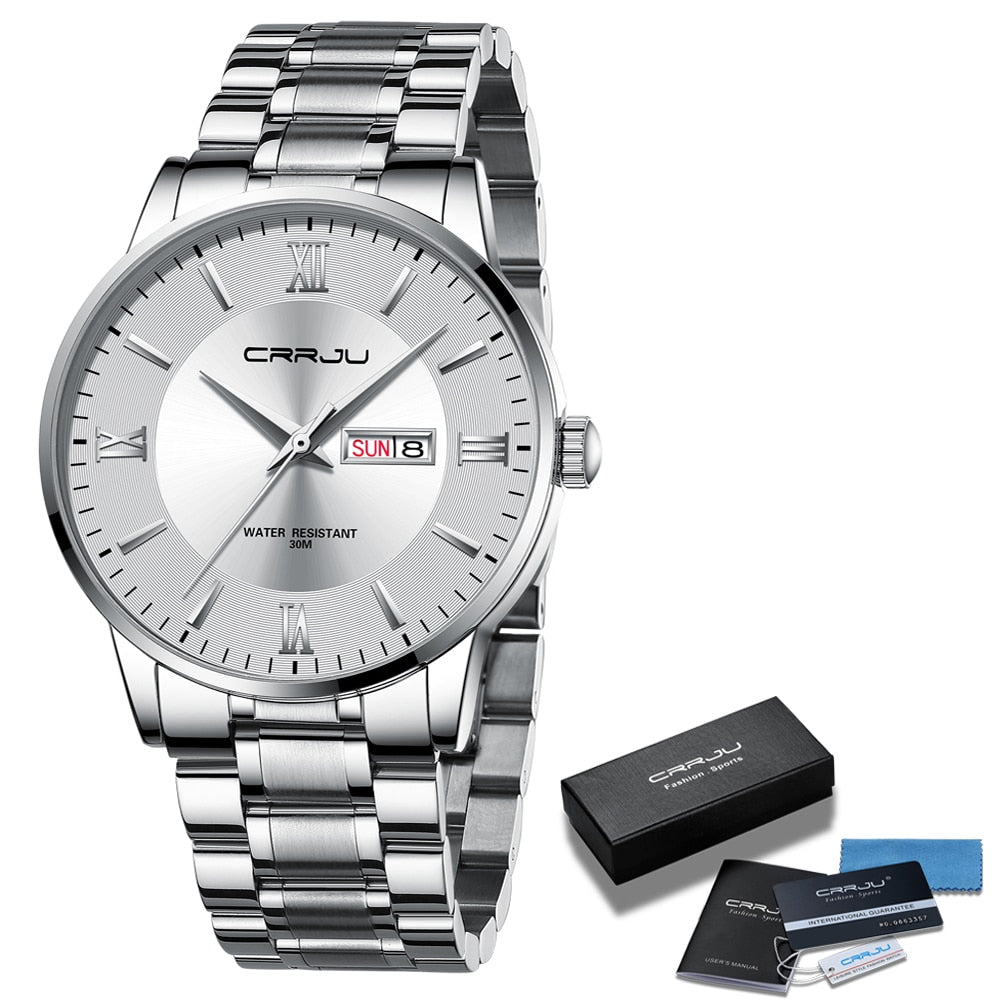 Men's Waterproof Sports Watch - Stainless Steel Chronograph