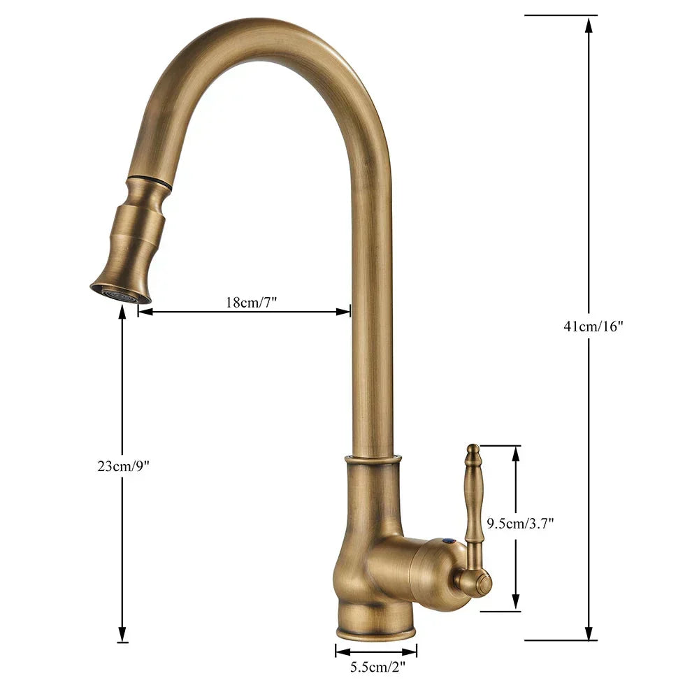 VintageTap Antique Brass Kitchen Mixer Tap, Swivel Spout