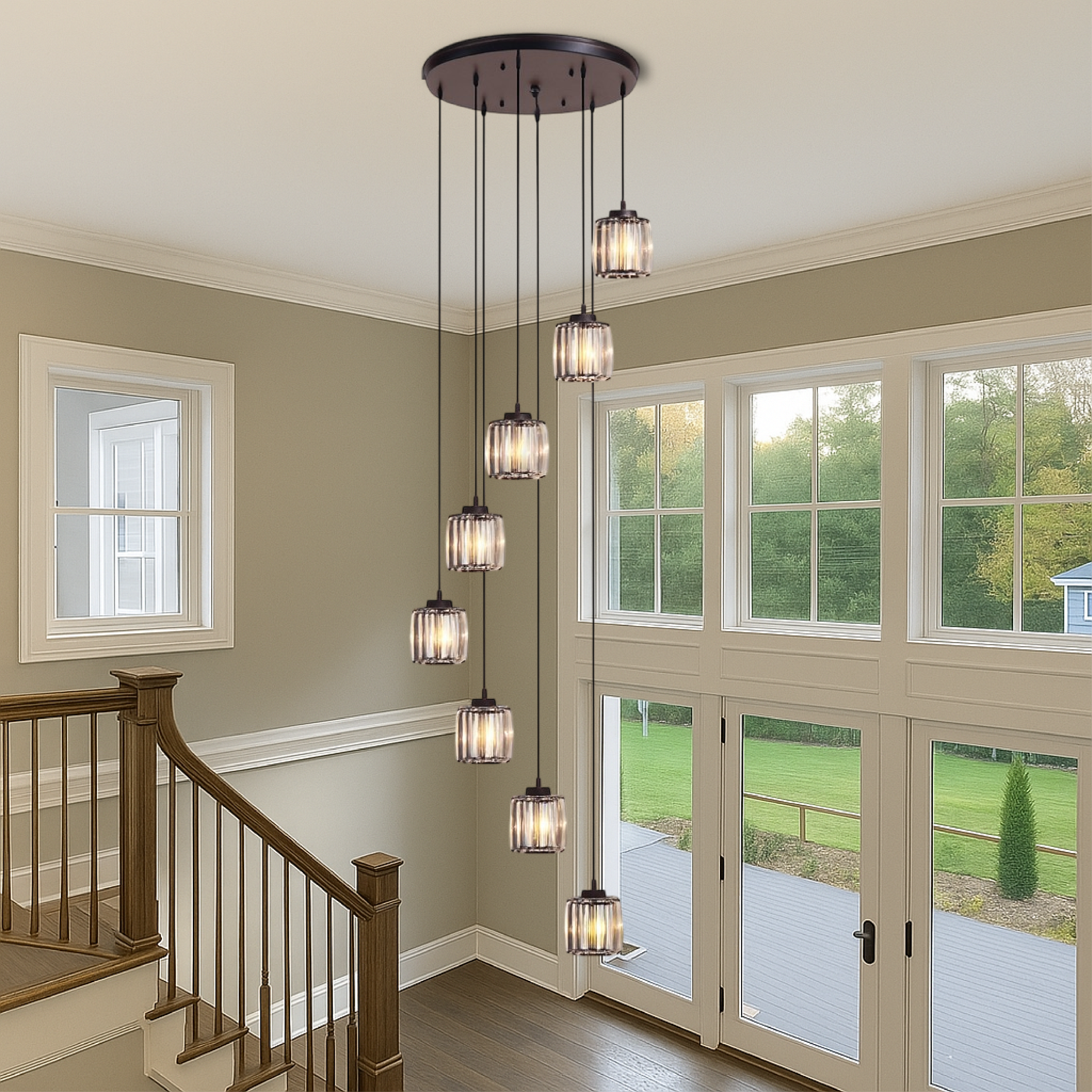 Crystal Pendant Chandelier – 5-Tier Glass Cascade Design