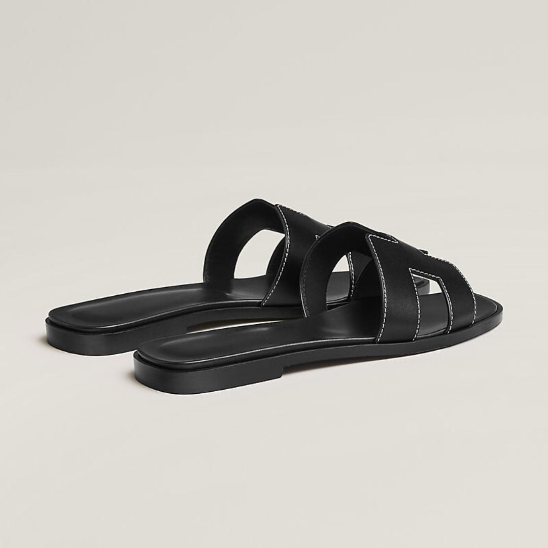 Classic Leather Sandals with Cut-Out Design & Wooden Sole