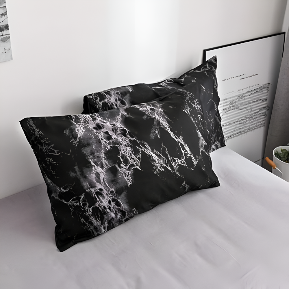 Luxe Black Marble 3pc Quilt Cover Set