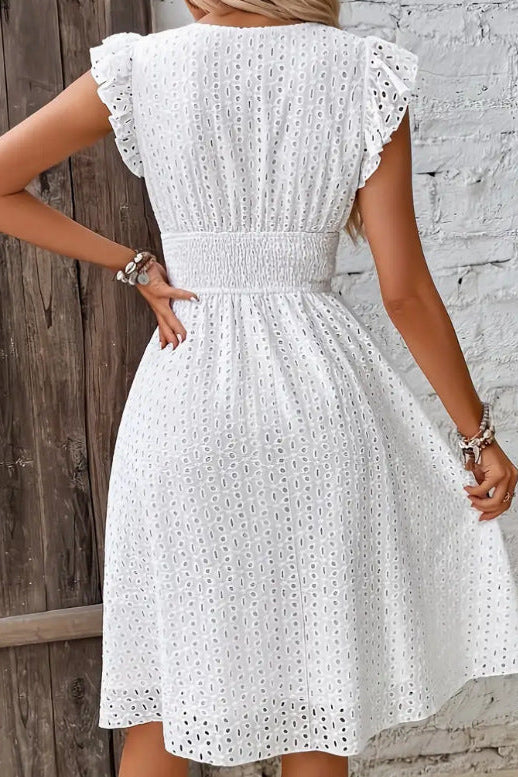Women's Strapless Jacquard Midi Dress with Embroidered Detail