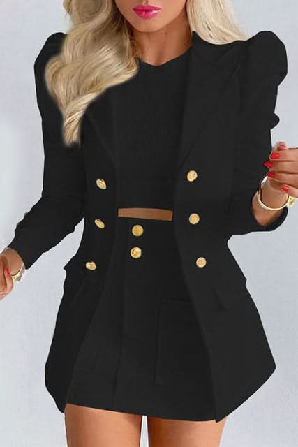 Tailored Power Blazer Skirt Suit for Business Casual Style