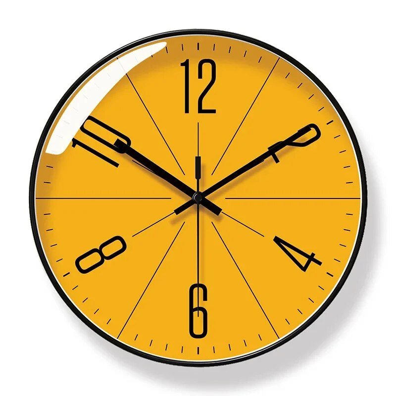 Modern Nordic-Style Wall Clock - Black Frame, Quartz Movement
