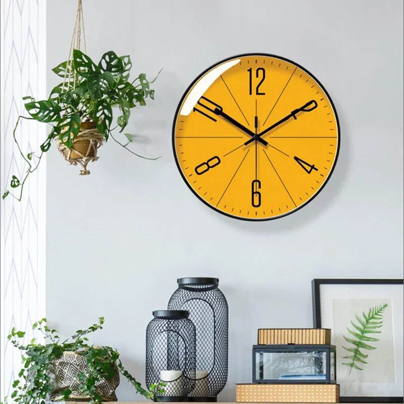 Modern Nordic-Style Wall Clock - Black Frame, Quartz Movement