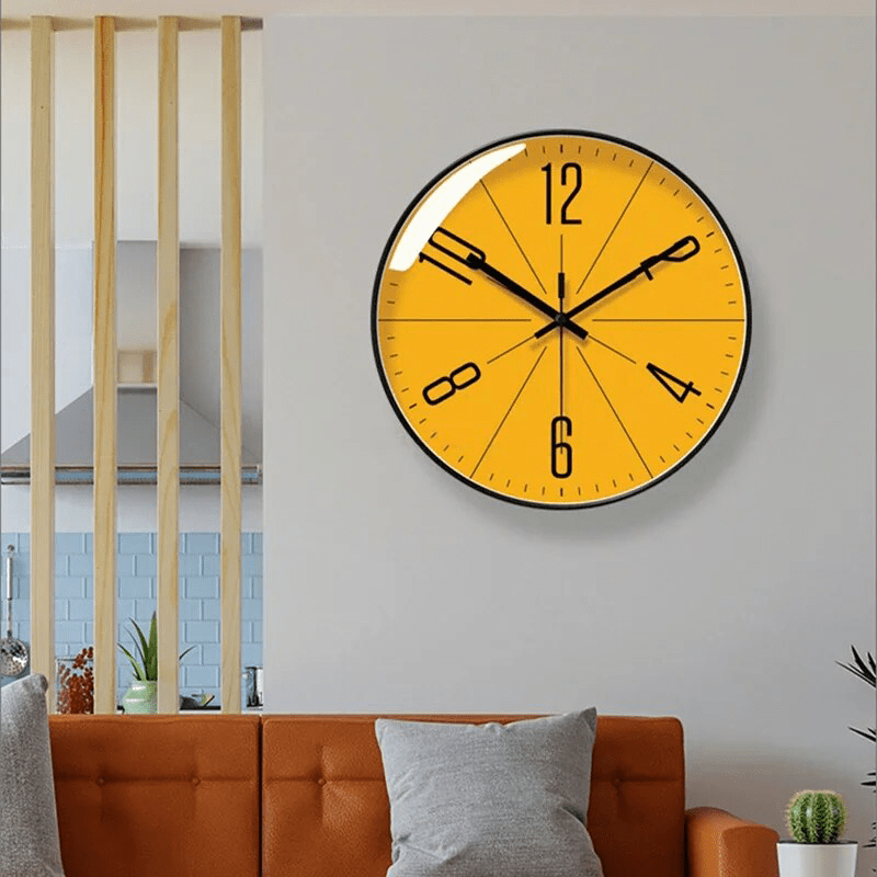 Modern Nordic-Style Wall Clock - Black Frame, Quartz Movement