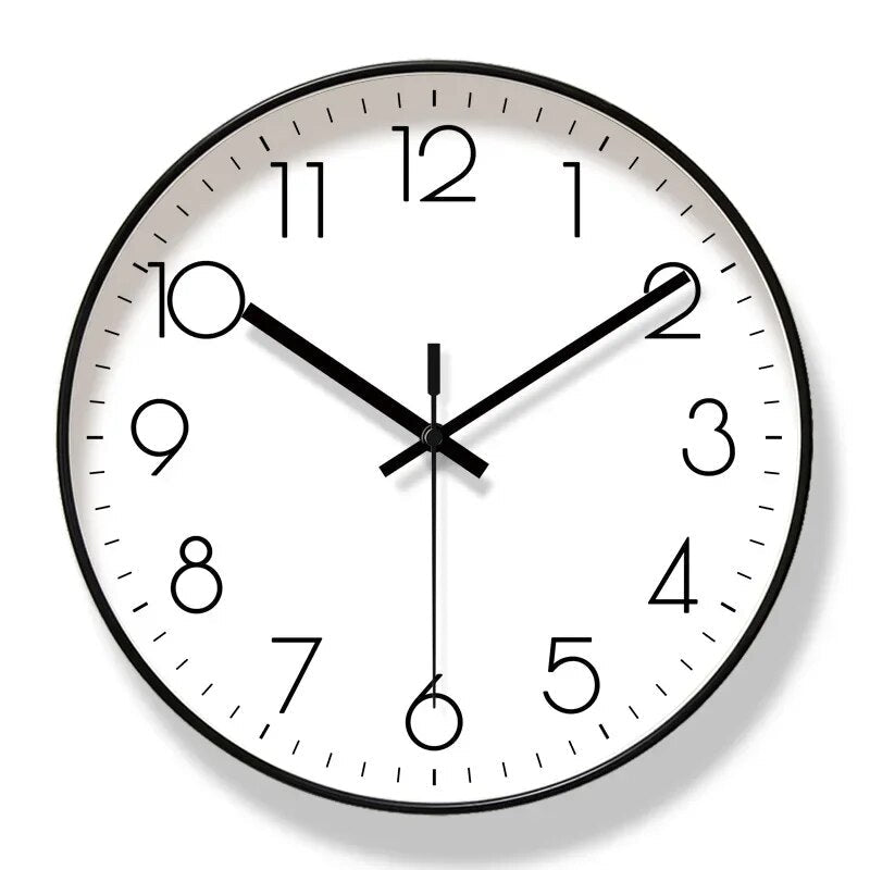 Modern Nordic-Style Wall Clock - Black Frame, Quartz Movement