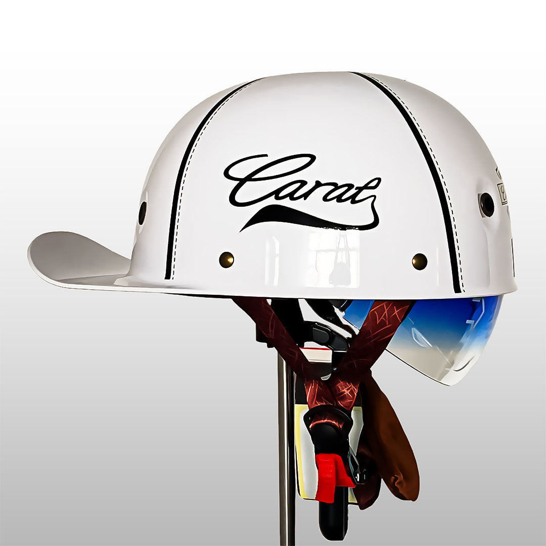 Motorcycle Baseball Cap Helmet - Half Helmet with Golden Wings