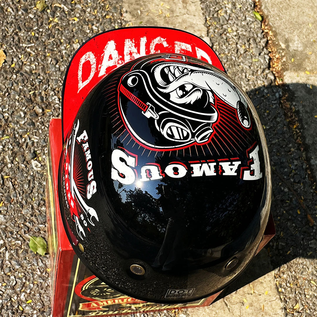 Motorcycle Baseball Cap Helmet - Half Helmet with Golden Wings
