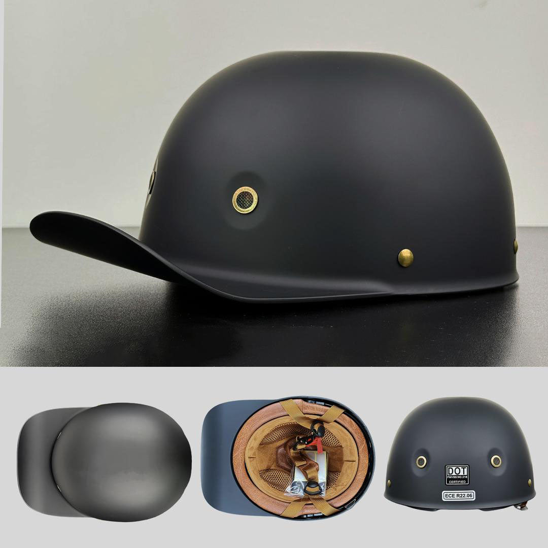 Motorcycle Baseball Cap Helmet - Half Helmet with Golden Wings