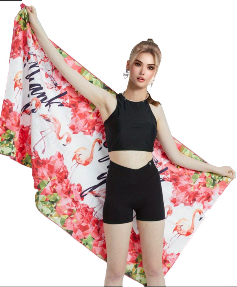Ladies Flamingo Beach Towel - Soft Microfiber, Quick-Dry