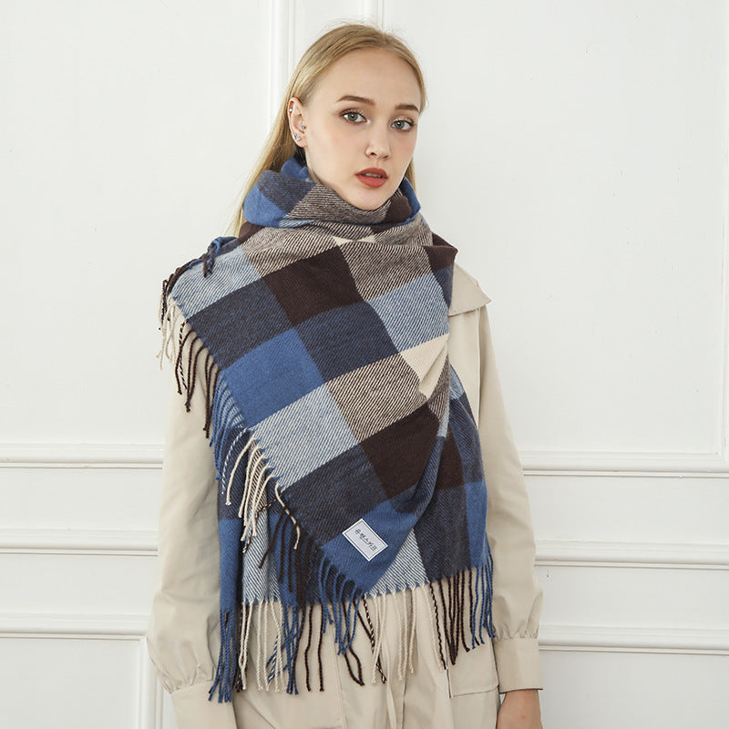 Women's Large Checkered Scarf - Warm Wrap for Every Season