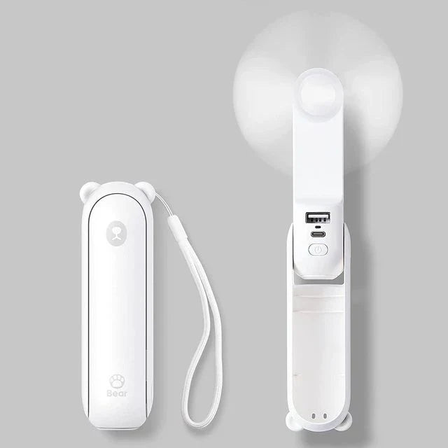 Foldable Portable Fan with Power Bank & Dual USB Charging Ports