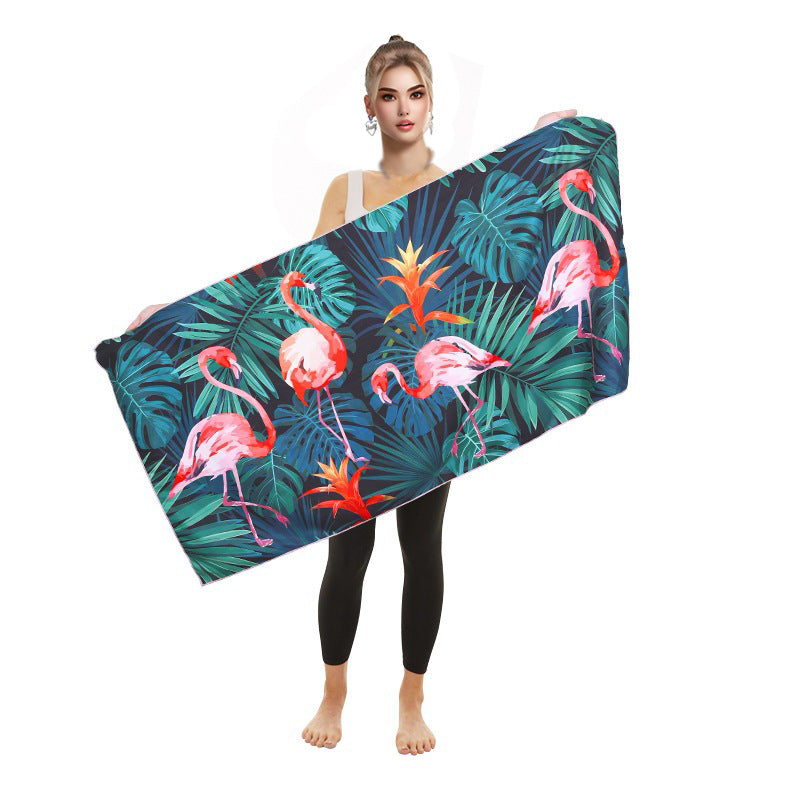 Ladies Flamingo Beach Towel - Soft Microfiber, Quick-Dry
