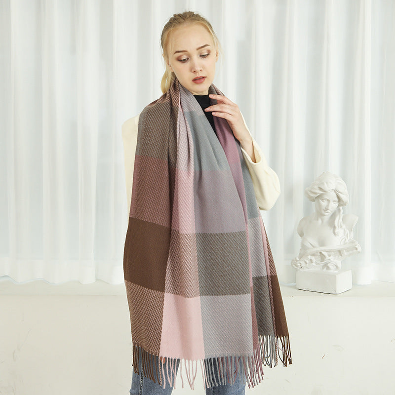 Women's Cosy Check Throw Blanket - Soft Warm Wrap