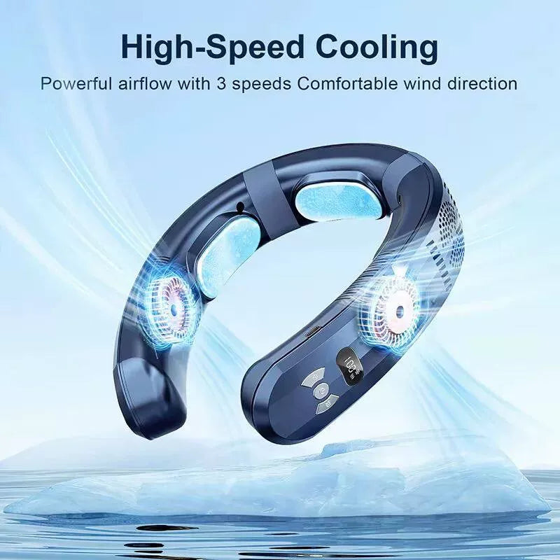 Hands-Free Portable Neck Fan with LED Display & Airflow Modes
