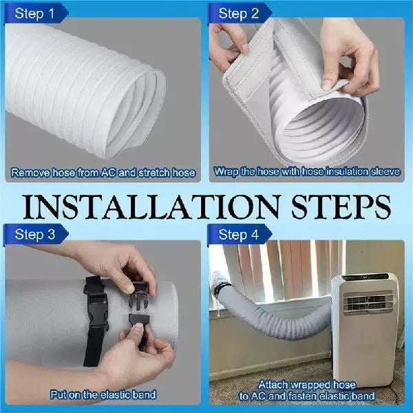 Insulated Accordion Exhaust Hose Extension with Snap Clips