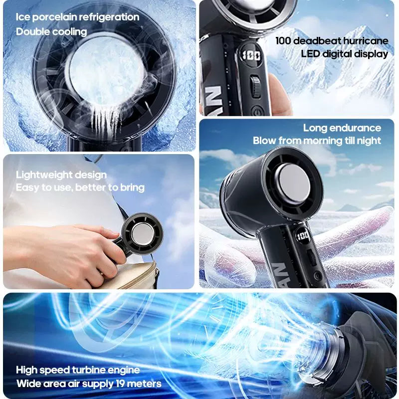 Handheld Rechargeable Mini Cooling Fan with LED Display