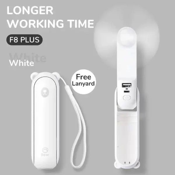 Foldable Portable Mini Fan with USB Power Bank & Lanyard