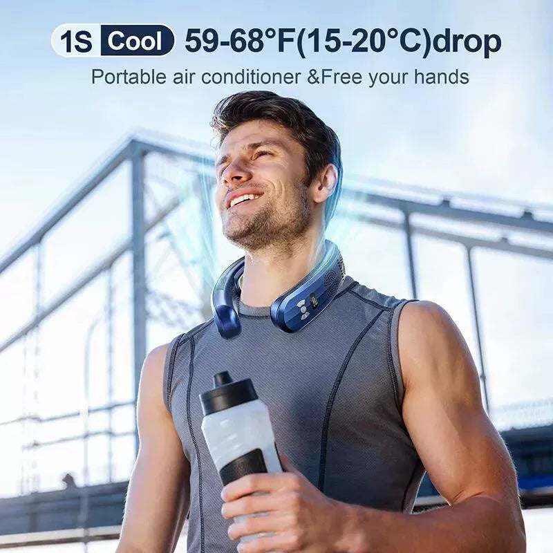 Hands-Free Portable Neck Fan with LED Display & Airflow Modes