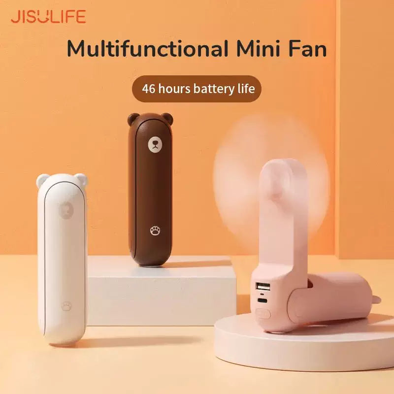 Foldable 3-in-1 Handheld Fan with Power Bank & USB Ports